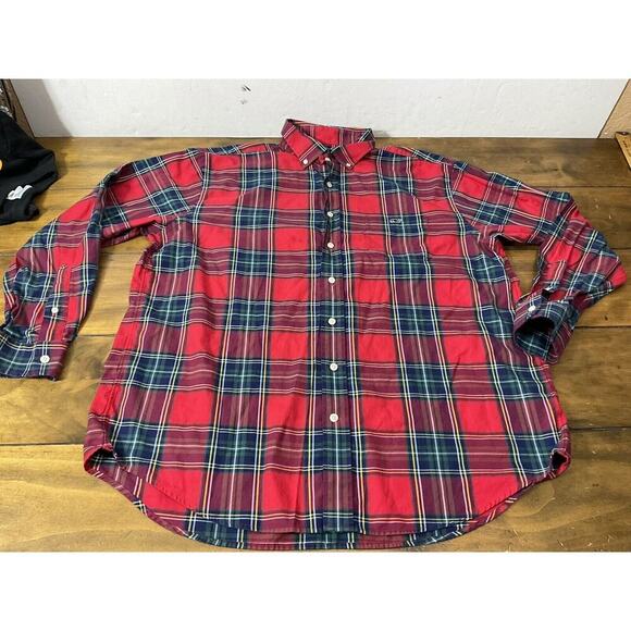 Vineyard Vines Mens XL Red Plaid Classic Fit Tucker Collar Button Up Shirt - Picture 1 of 9